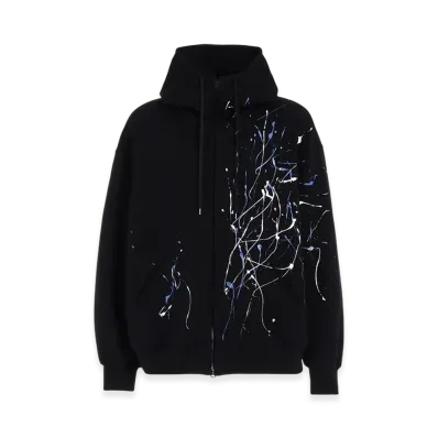 S'YTE French Terry Splash Painted Zip-Up Hoodie "Black/Blue"