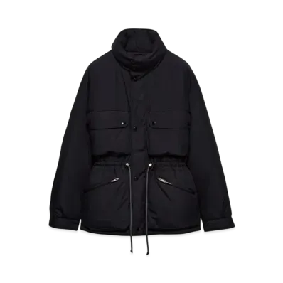 PRADA Men's Medium-Weight Technical Cotton Down Jacket "Black"