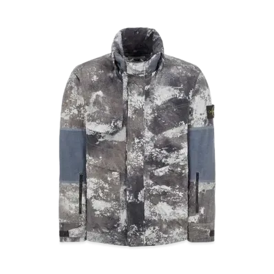 Stone Island 438E1 Dissolving Grid Camo On ECONYL Regenerated Nylon "Gray"