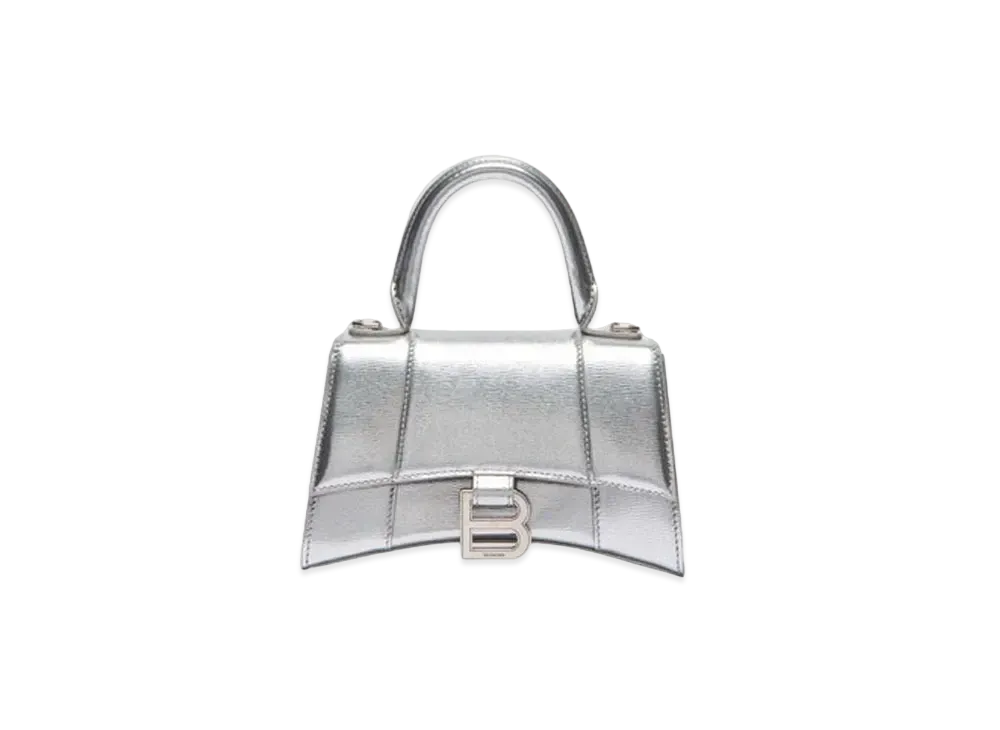 BALENCIAGA Women's Hourglass XS Top Handle Bag "Silver"