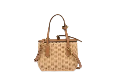 MIU MIU Wicker And Leather Handbag "Tan/Caramel"