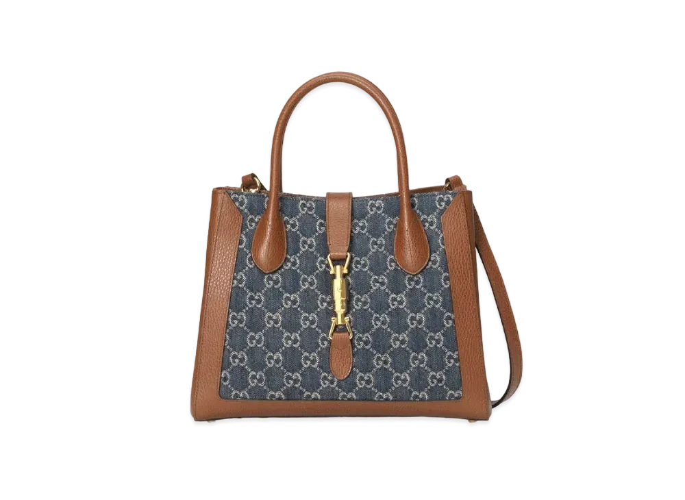 GUCCI Jackie 1961 Medium Tote Bag "Dark Blue/Ivory"