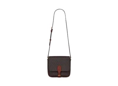 SAINT LAURENT Le Monogramme Medium Buckle Satchel In Monogram Canvas And Smooth Leather "Chestnut"