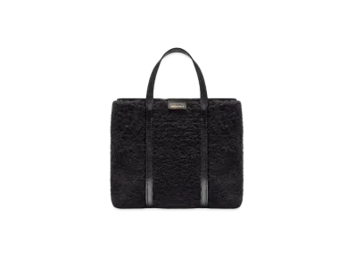 BALENCIAGA Barbes Medium East-west Shopper Bag In Shearling "Black"