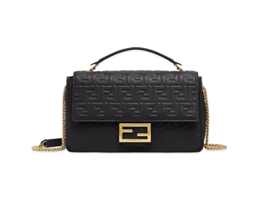 FENDI Baguette Chain Large Nappa Leather Bag "Black"