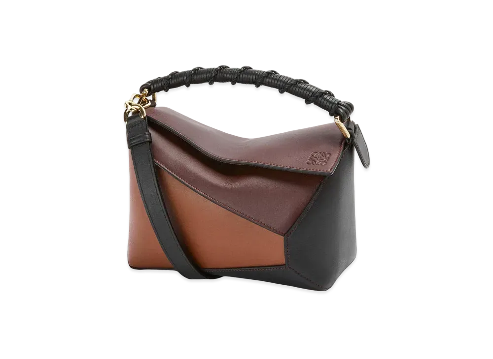 LOEWE Small Puzzle Edge Bag In Nappa Calfskin "Prune/Havana"