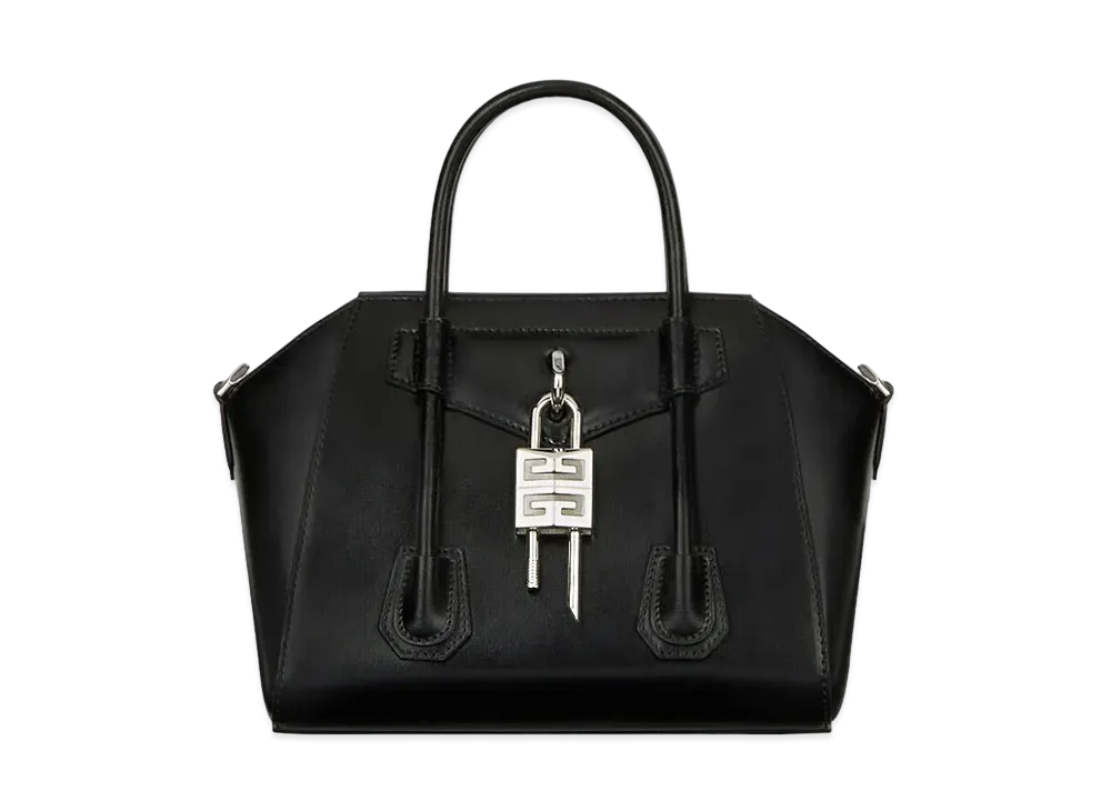 GIVENCHY Mini Antigona Lock Bag in Box Leather "Black"
