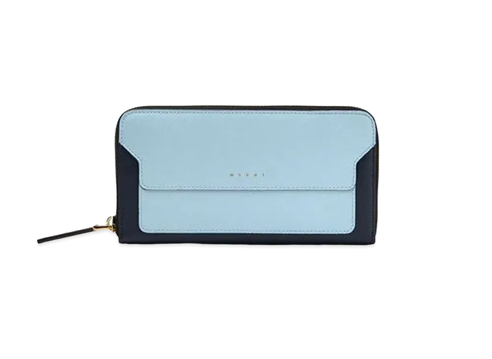 Marni Rectangular Zip Around Wallet in Three Coloured Saffiano Leather