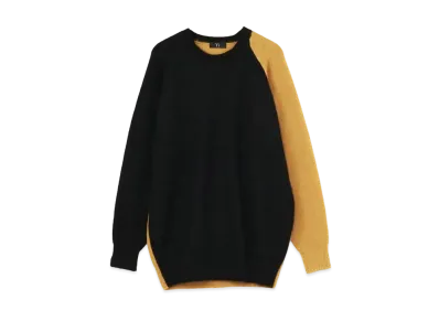 Yohji Yamamoto Y's WOOL MOHAIR PLAIN STITCH COLOR COMBI RAGLAN PULLOVER "Yellow"