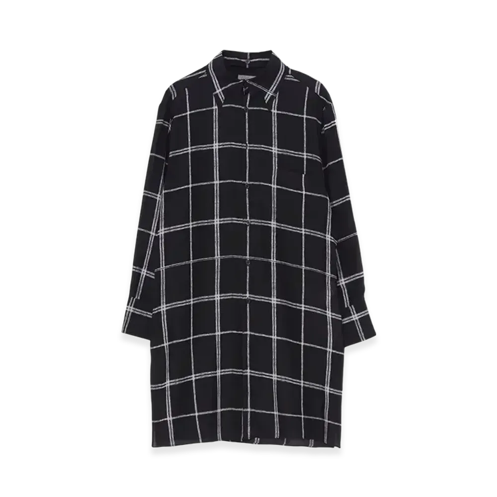 Yohji Yamamoto POUR HOMME Piece Unique/Aoyama Simple Plaid Black Designed Blouse "Black"