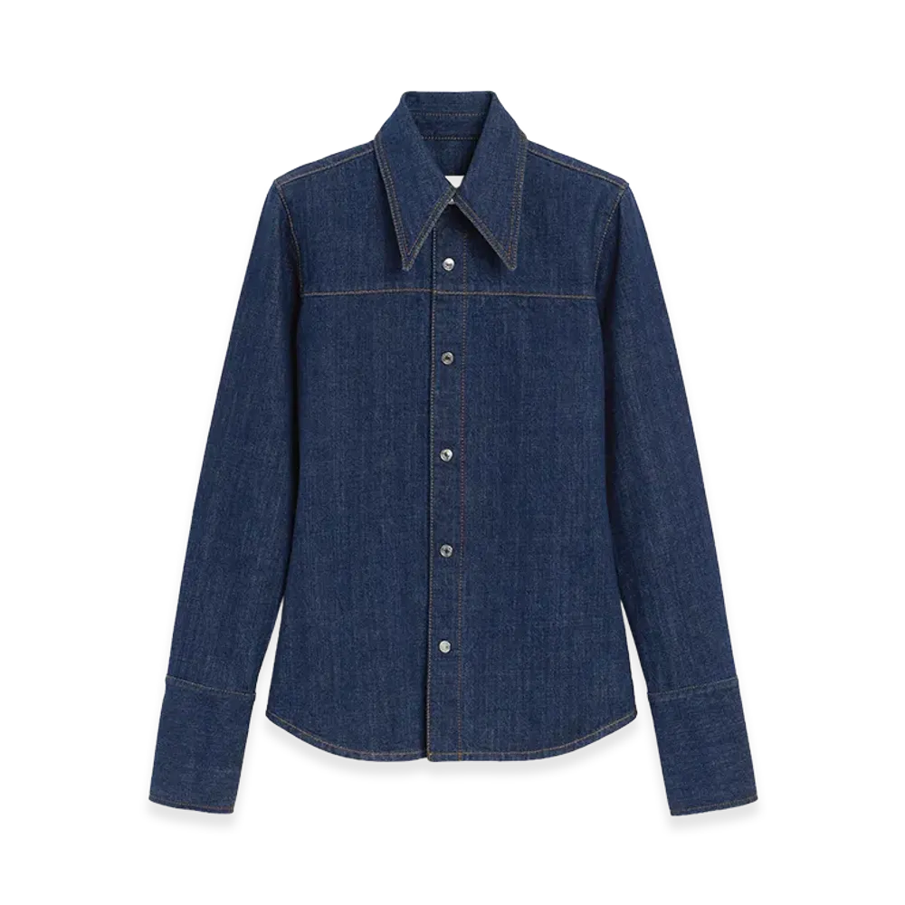 AMI PARIS Cotton Sharp Collar Shirt "Blue"