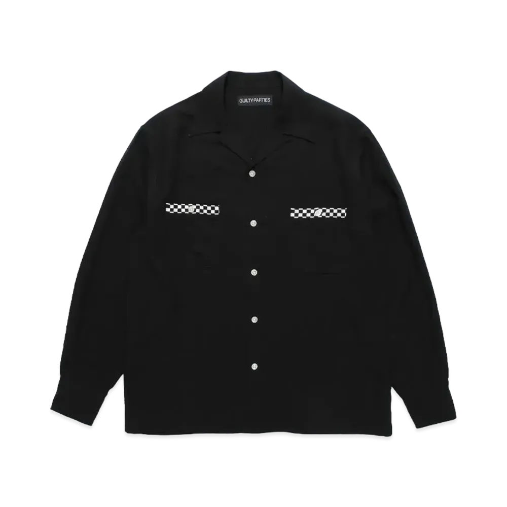WACKO MARIA Switching 50's Open Collar Shirt "Black-White"