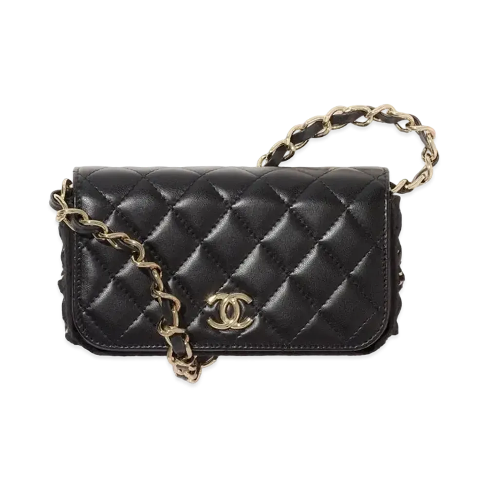 CHANEL Flap Fone Case Lambskin & Croche "Black"