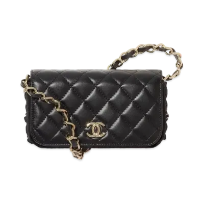 CHANEL Flap Fone Case Lambskin & Croche "Black"