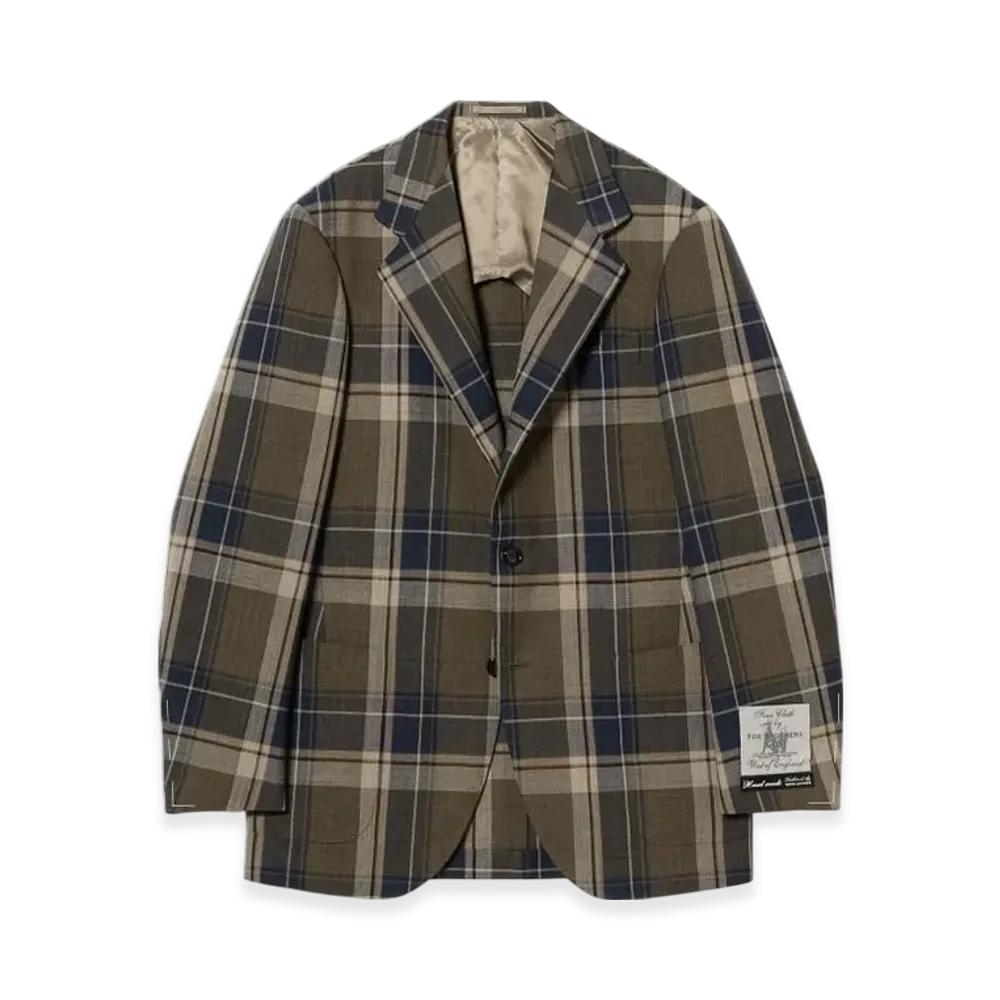 BEAMS Handmade Fox Brothers Wool Tartan Check Jacket "Olive"