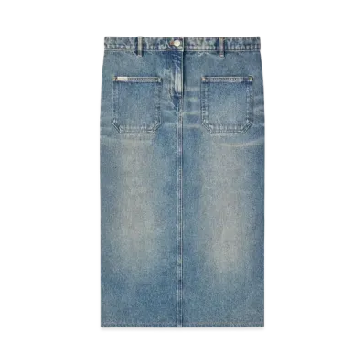 Courreges 2-Pocket Denim Skirt "Vintage Medium Blue"