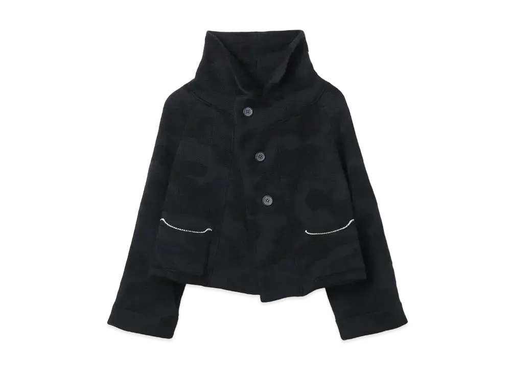 Yohji Yamamoto Y's CAMOUFLAGE JACQUARD 3 BUTTONS SHORT CARDIGAN "Black"