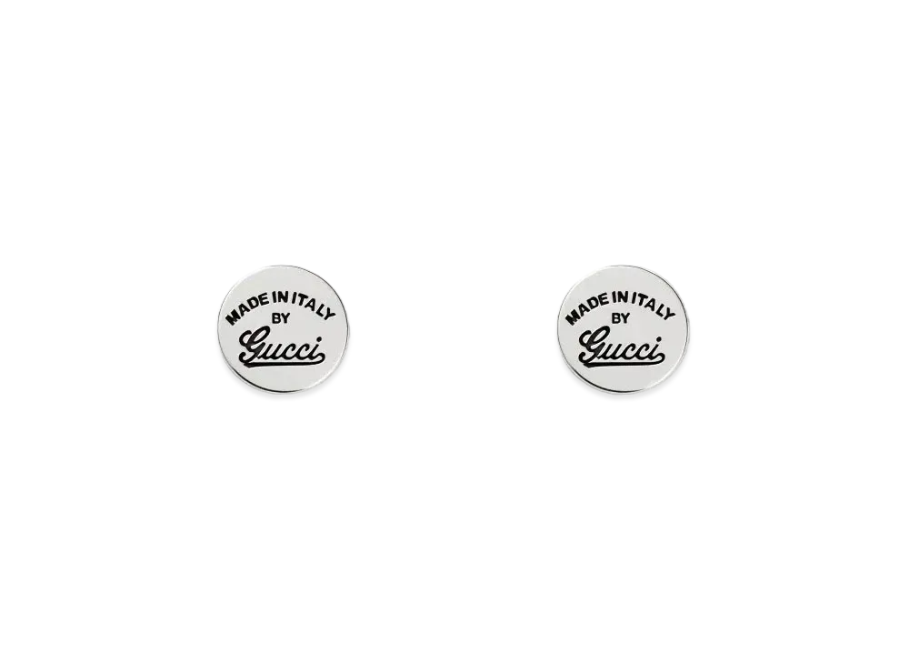 GUCCI Vintage Logo Engraved Rivet Earrings "Silver"