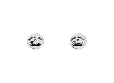 GUCCI Vintage Logo Engraved Rivet Earrings "Silver"