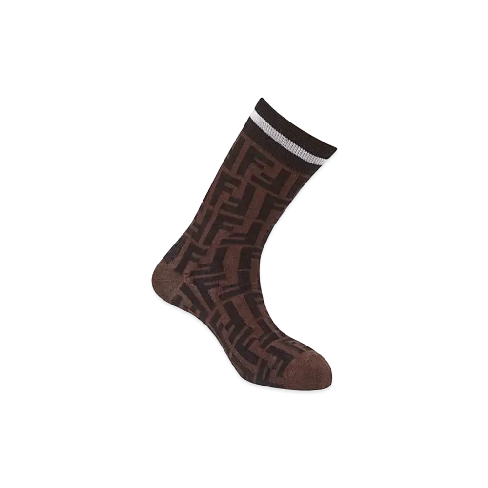 FENDI Stretch Cotton Socks "Brown"