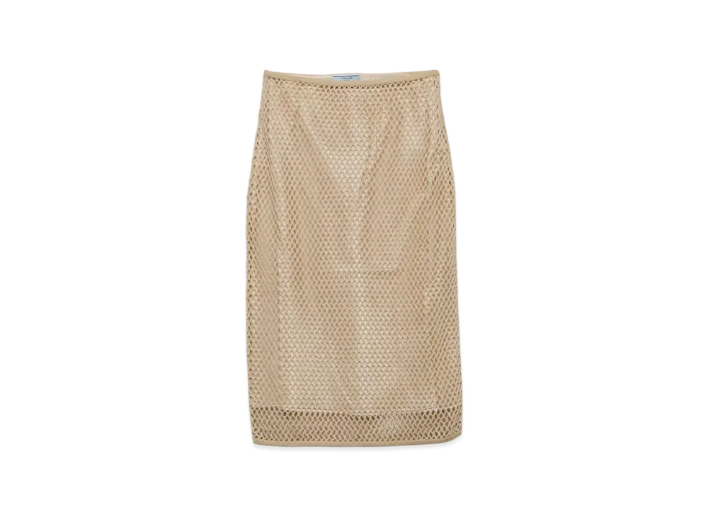 PRADA Women's Cotton Mesh Skirt "Beige"