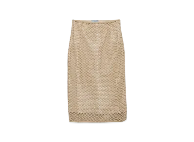 PRADA Women's Cotton Mesh Skirt "Beige"