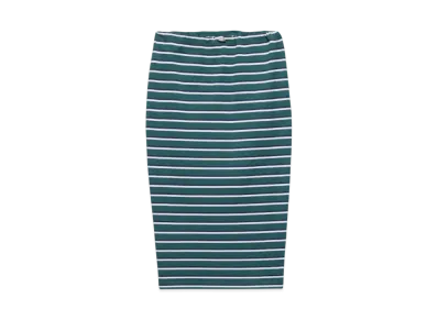 PRADA Women's Striped Pique Skirt "Dark Green/Navy"