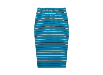 PRADA Women's Striped Pique Skirt "Teal/Dark Brown"