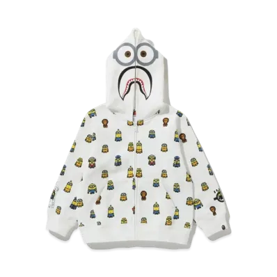 A BATHING APE MINIONS SHARK ZIP HOODIE "White"
