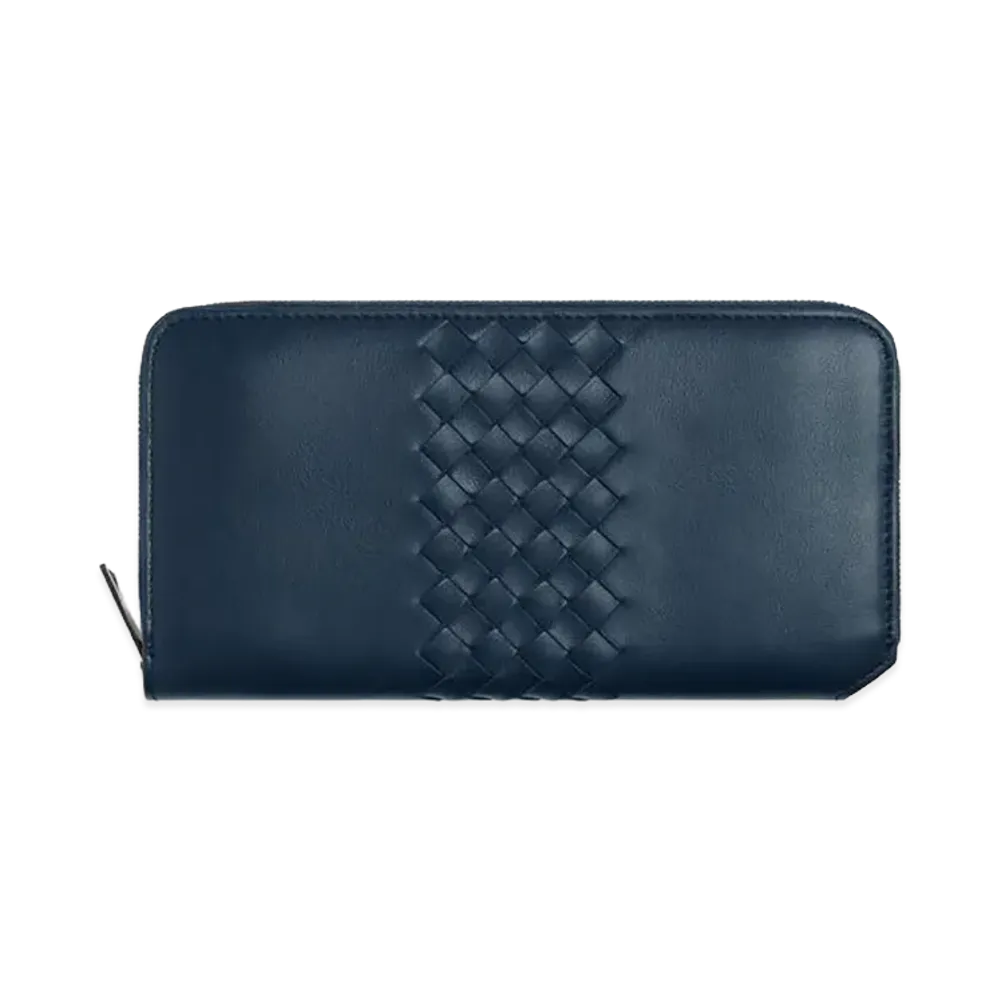 Bottega Veneta Intrecciato Piccolo Zip Around Wallet "Neptune"