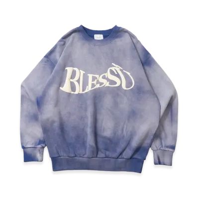 BLESS U BU Wave Logo Sweatshirt "Blue"