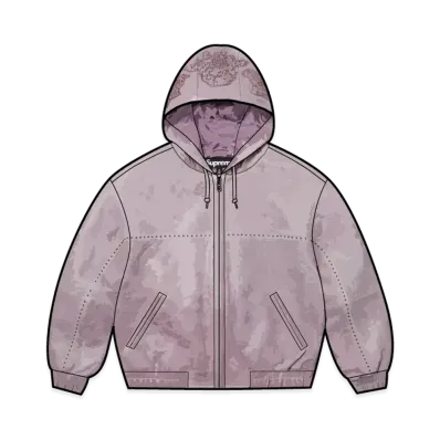 Supreme Studded Hooded Leather Jacket "Lilac"
