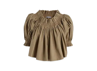 Dior Women's Gather Puff Shoulder Cotton Blouse "Beige"