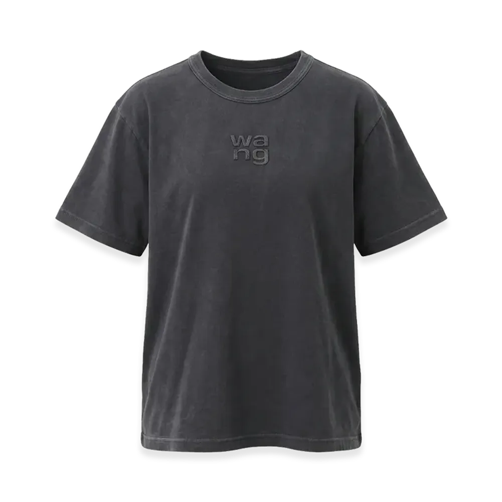 Alexander Wang Women's Crystal Hotfix Logo T-Shirt "Washedblack"