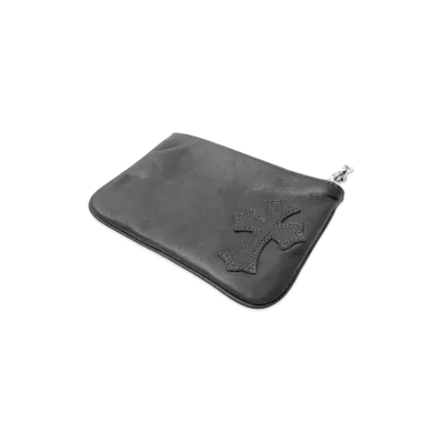 Chrome Hearts Zipper Wallet Change Purse / Cemetery Cross "Black"