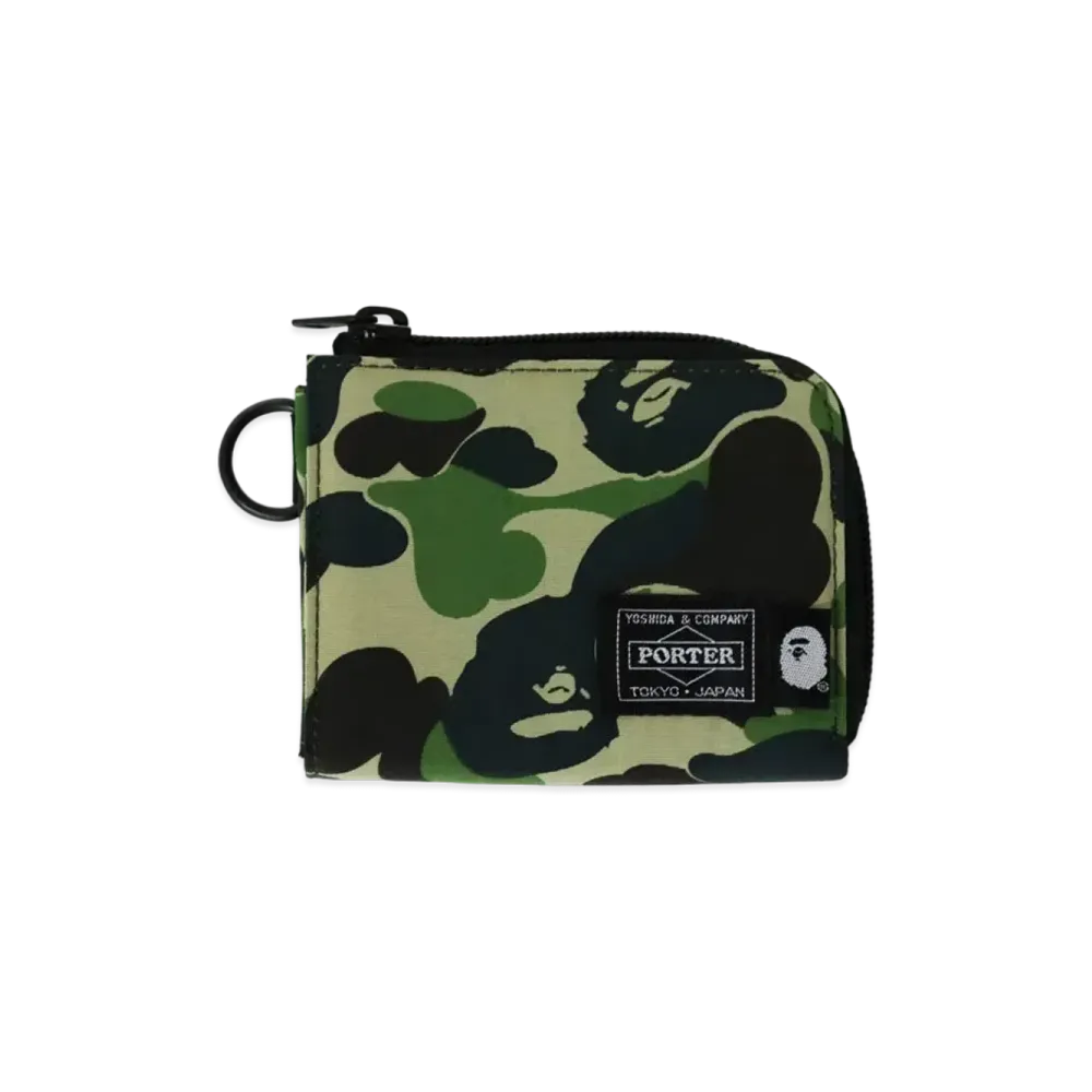A BATHING APE PORTER ABC CAMO MINI WALLET "Green"