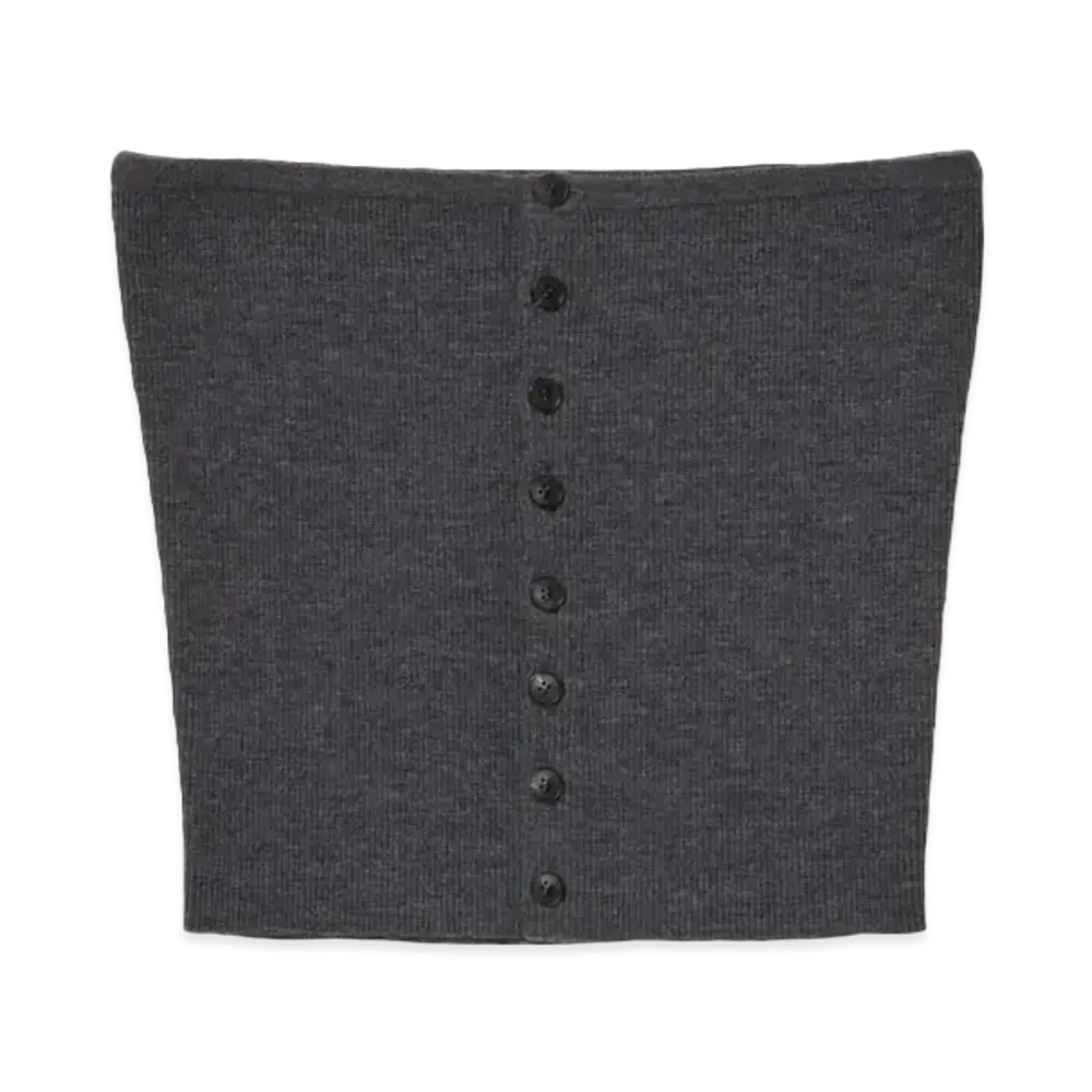 AURALEE Super Fine Wool High Gauge Rib Knit Bandeau "Top Charcoal"