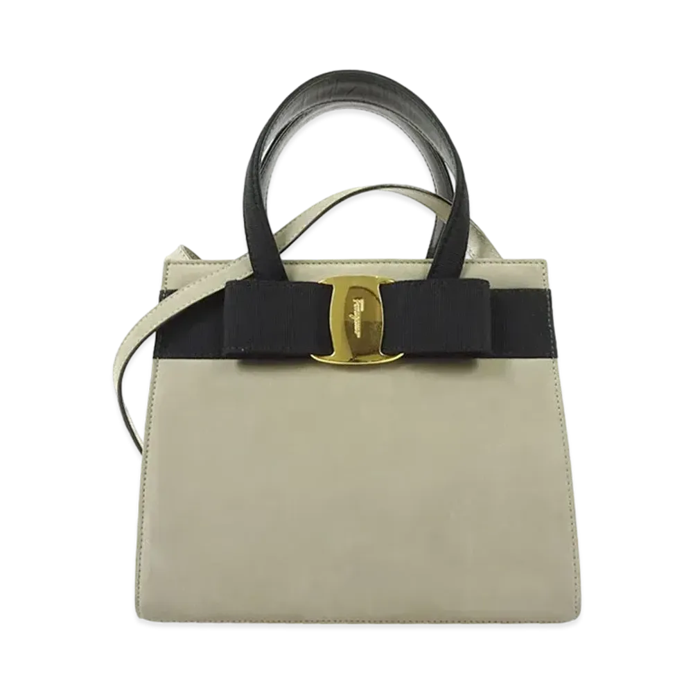 Salvatore Ferragamo Vara Leather 2WAY Bag "Beige"