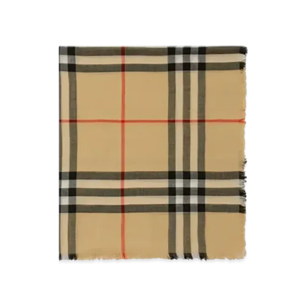 Burberry Check Wool Scarf "Sand"