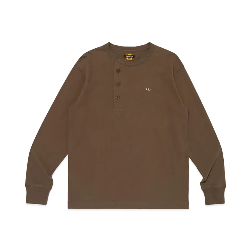 HUMAN MADE Henley Neck L/S T-Shirt "Brown"