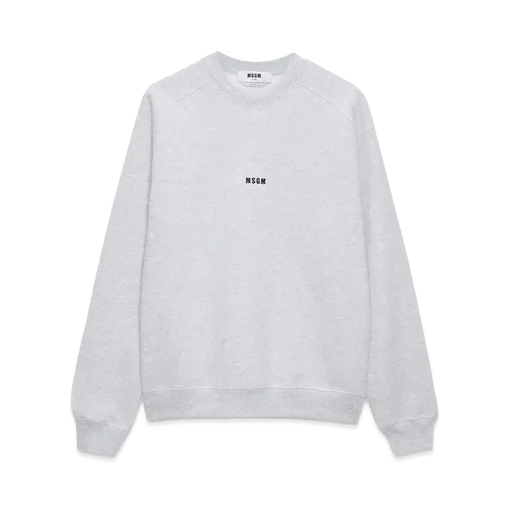 MSGM Crew Neck Cotton Sweatshirt With A Micro Logo "Gray"