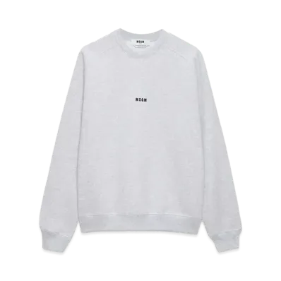 MSGM Crew Neck Cotton Sweatshirt With A Micro Logo "Gray"