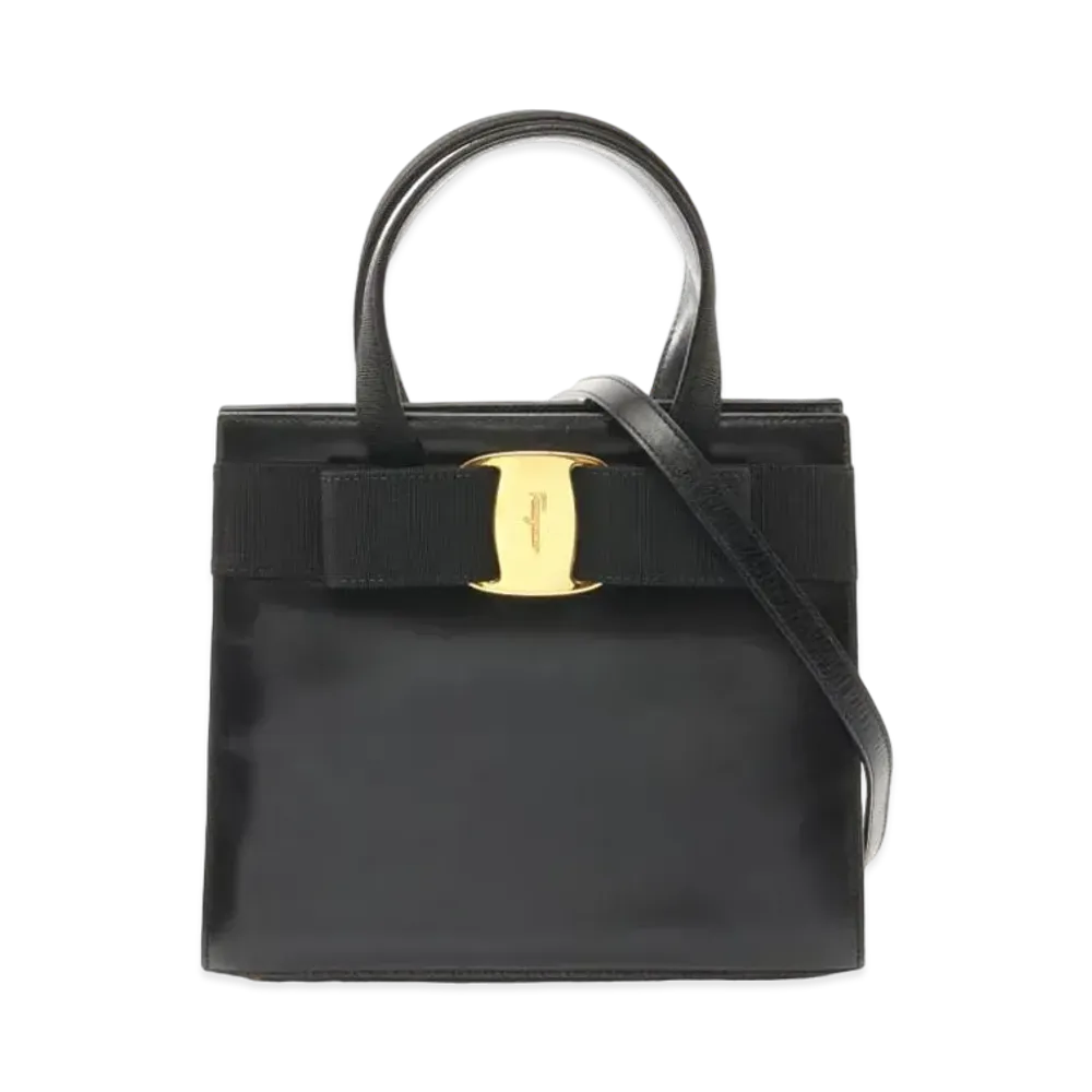Salvatore Ferragamo Vara Leather 2WAY Bag "Black"
