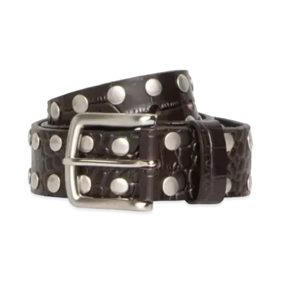 Stussy 8 Ball Studded Belt "Brown Textured Leather"