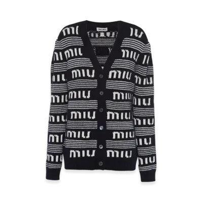 MIU MIU Women's Cashmere Cardigan "Blue/White"