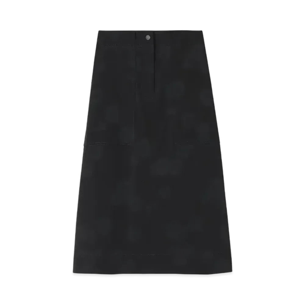 Paul Smith Women's Chamomile Floral Jacquard Semi-Flare Skirt "Black"