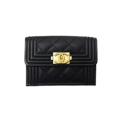 CHANEL Boy Channel Small Flap Wallet Caviarskin "Black/Gold"