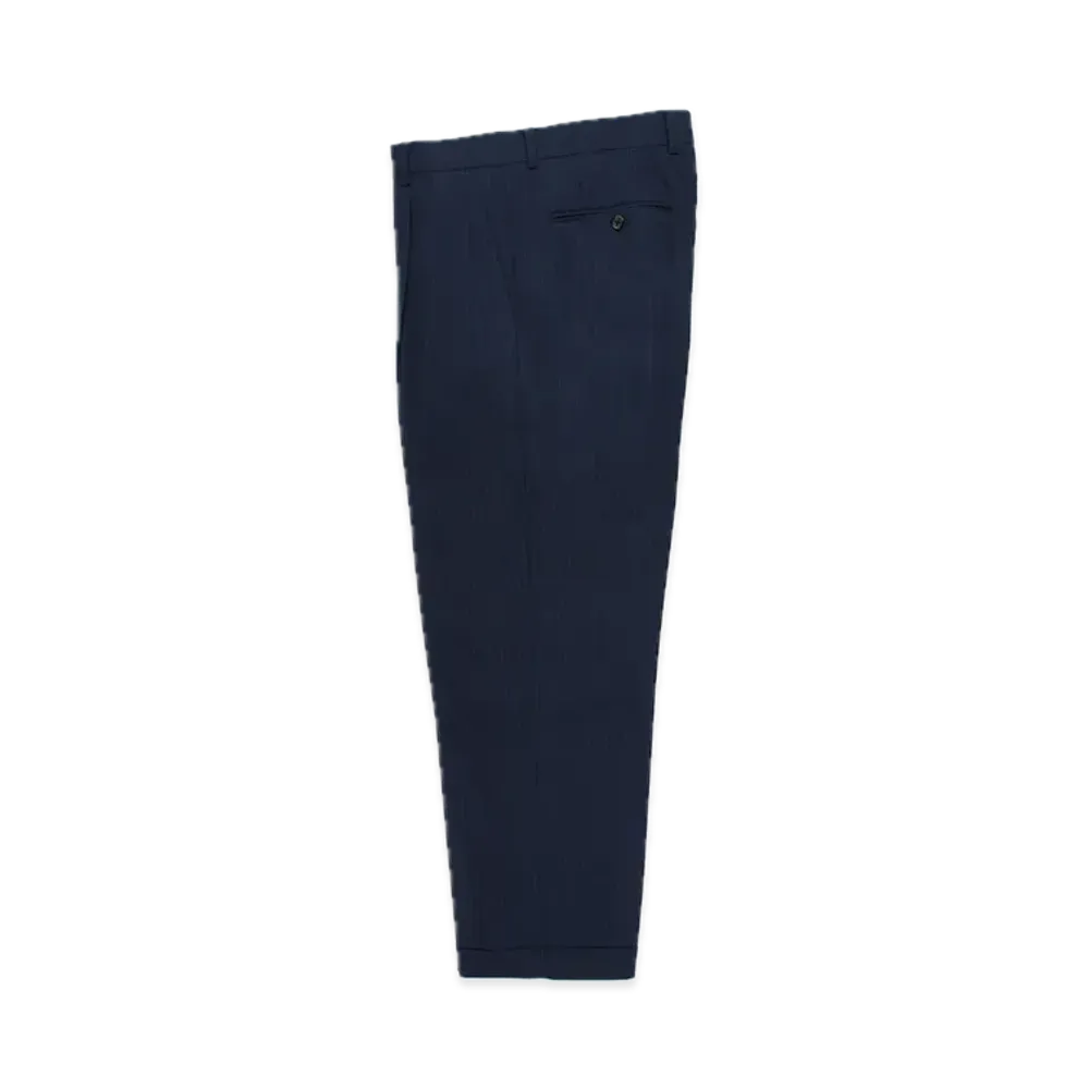 WACKO MARIA x Dormeuil Striped Pleated Trousers (Type-1) "Navy"