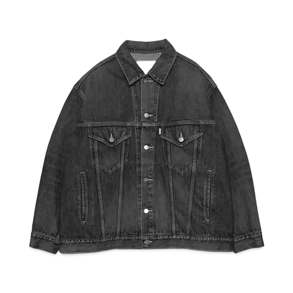 Graphpaper Selvage Denim Trucker Jacket-Dark Fade- "Black"