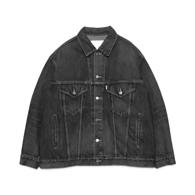 Graphpaper Selvage Denim Trucker Jacket-Dark Fade- "Black"